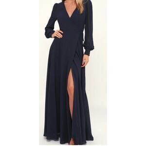 Lulu's Navy Long Sleeve Maxi Dress